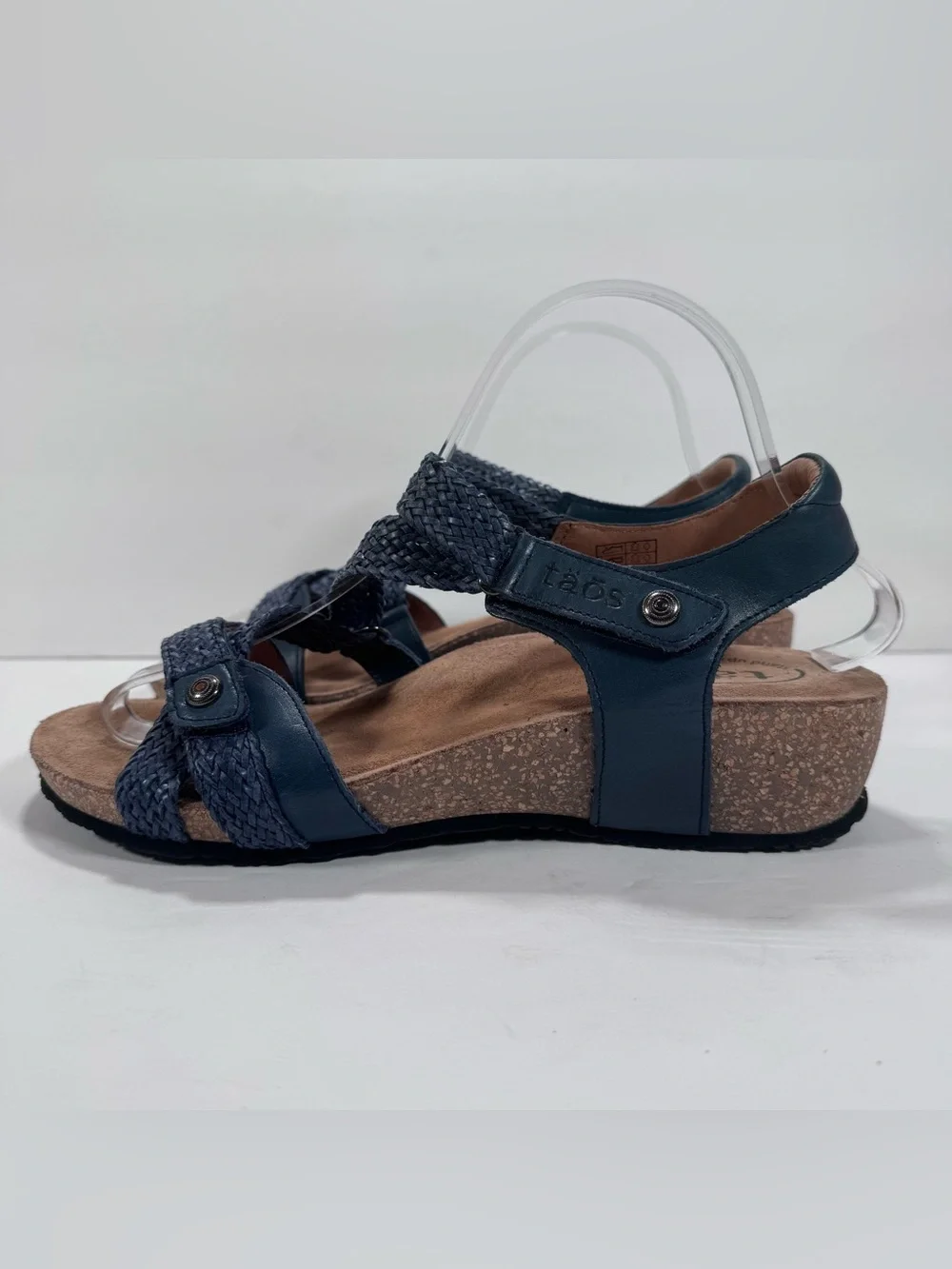 Taos Trulie Navy Blue Woven Leather Strappy Sandals Comfort Shoes Women 9.5W